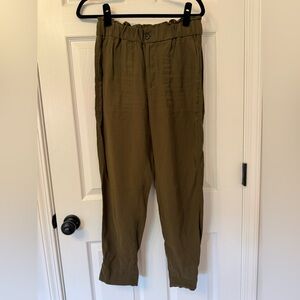 Women’s Olive Green Paperbag waist Pants